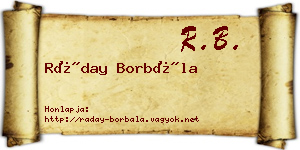 Ráday Borbála névjegykártya